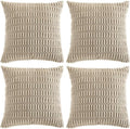 Fancy Homi 4 Packs Taupe Decorative Throw Pillow Covers 20x20 Inch for Living Room Couch Bed Sofa, Modern Farmhouse Boho Home Decor, Soft Plush Corduroy Square Cute Accent Cushion Case 50x50 cm
