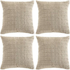 Fancy Homi 4 Packs Taupe Decorative Throw Pillow Covers 20x20 Inch for Living Room Couch Bed Sofa, Modern Farmhouse Boho Home Decor, Soft Plush Corduroy Square Cute Accent Cushion Case 50x50 cm