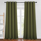 NICETOWN Olive Curtains 102 inches Long, Grommet Thermal Insulated Solid Blackout Curtains Privacy Window Treatments for Bedroom/Living Room, W46 x L102, 2 Panels