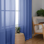 Aiyufeng Royal Blue Sheer Curtains 84 Inches Long 2 Panels Set, Semi Transparent Voile Rod Pocket Blue Sheer Window Drapes for Bedroom Bed Canopy Dining Wedding Party Backdrop, 40W x 84L inch