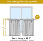 OWENIE Short Aqua Sheer Curtains 30 Inch Length 2 Panels Set, Kitchen Curtains Tiers Light Filtering Rod Pocket Cafe Curtain for Basement Bathroom Small Half Window, 42" W x 30" L, Aqua