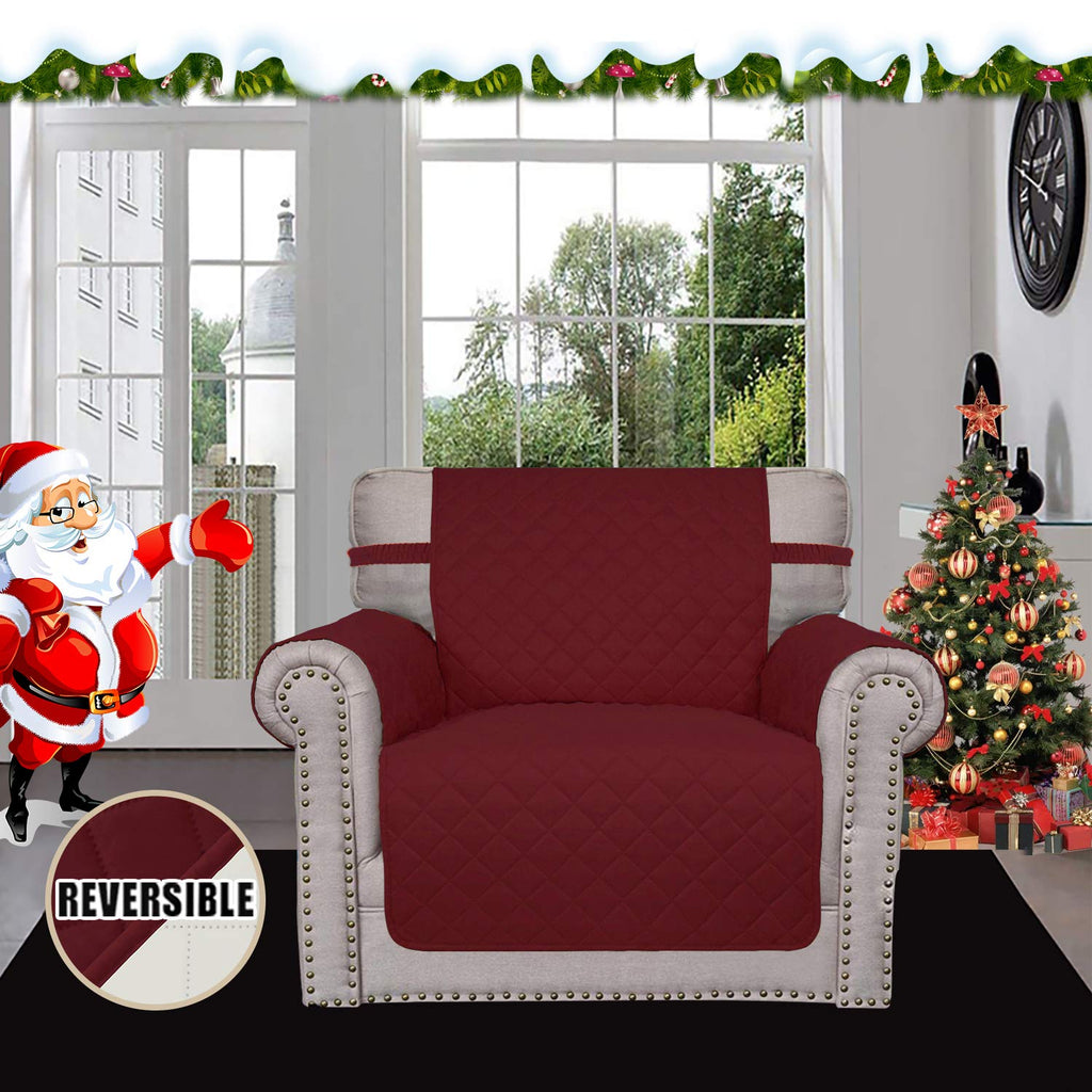 Easy-Going Reversible Couch Cover, Small Chair, Christmas Red/Ivory