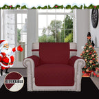 Easy-Going Reversible Couch Cover, Small Chair, Christmas Red/Ivory