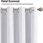 100% Blackout Shield Linen Blackout Curtains for Bedroom, Bright White Grommet Curtains for Living Room, Thermal Insulated Room Darkening Drapes for Nursery, Boho Home Decor, 50" W x 108" L, 2 Panels