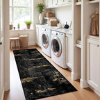 RELEANY Washable Runner 2'x6' Abstract Area Rug for Hallway Black Gold