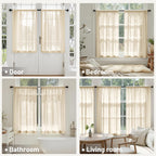 MIULEE Cream Sheer Curtains 63 Inches Long 4 Panels 42 x 63 Inches