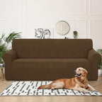 U-NICE HOME 4 Seater Stretch Couch Cover Sofa Cover Washable Sofa Slipcover Furniture Protector for 3 Cushion Couch Sofa Pet Friendly, Brown