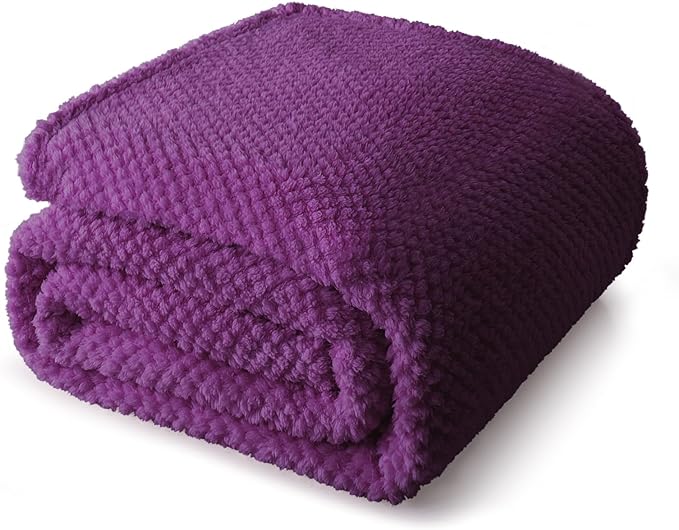 Whale Flotilla King Size Fuzzy Fleece Blanket for Bed, 90x104 Inch Fluffy Warm Soft Jacquard Blankets for All Season, Lightweight and Cozy, Purple