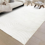 phonzenuo Cream Faux Rabbit 5x7 Fur Rug Faux Sheepskin Rug for Bedroom