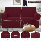 U-NICE HOME Loveseat Cover Stretch Couch Cover Sofa Slipcover, Burgundy