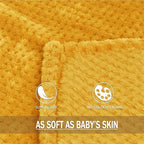 Exclusivo Mezcla Fleece Throw Blanket Extra Large, Super Soft and Warm Blankets for Couch, Sofa and Bed Waffle Textured, Cozy, Fuzzy and Lightweight (Mustard Yellow, 50x70 Inches)