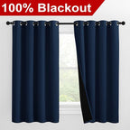 NICETOWN 100% Blackout Curtains with Black Liners, Thermal Insulated 2-Layer Lined Drapes, Energy Efficiency Small Window Draperies for Dining Room (Navy Blue, 2 Panels, 55 inches W by 57 inches L)