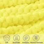 BEDELITE Fleece Throw Blanket for Couch & Bed - 3D Jacquard Decorative Amber Yellow Blanket, Super Soft and Cozy Warm Fuzzy Blanket All Seasons Suitable, 60x80Inches