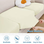 hyha Milk Silk Couch Cushion Covers, Sofa Covers for 2 Cushion Couch