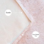 ORINOVA Pink Washable Fluffy Rug 5x7 Area Rugs for Bedroom Plush Faux Rabbit Shag Fur Rug for Living Room Nursery