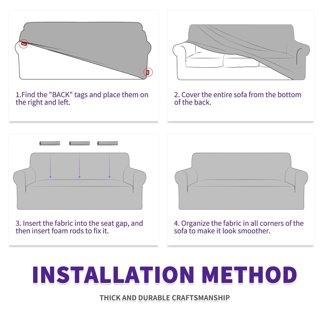 ZNSAYOTX Super Stretch Couch Cover Love Seat Sofa Covers for Living Room Dogs Pet Friendly Furniture Protector Spandex Loveseat Slipcovers with Anti Slip Foam Sticks (Navy Blue, Loveseat)