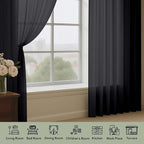 OWENIE Black Sheer Curtains 120 Inches Long 2 Panels Set, Airy Lightweight Sheer Black Curtain for Living Room Bedroom, Farmhouse Voile Filmy Rod Pocket Curtains Drapes, 2 Pcs, Each 59" Wx120 L Inch