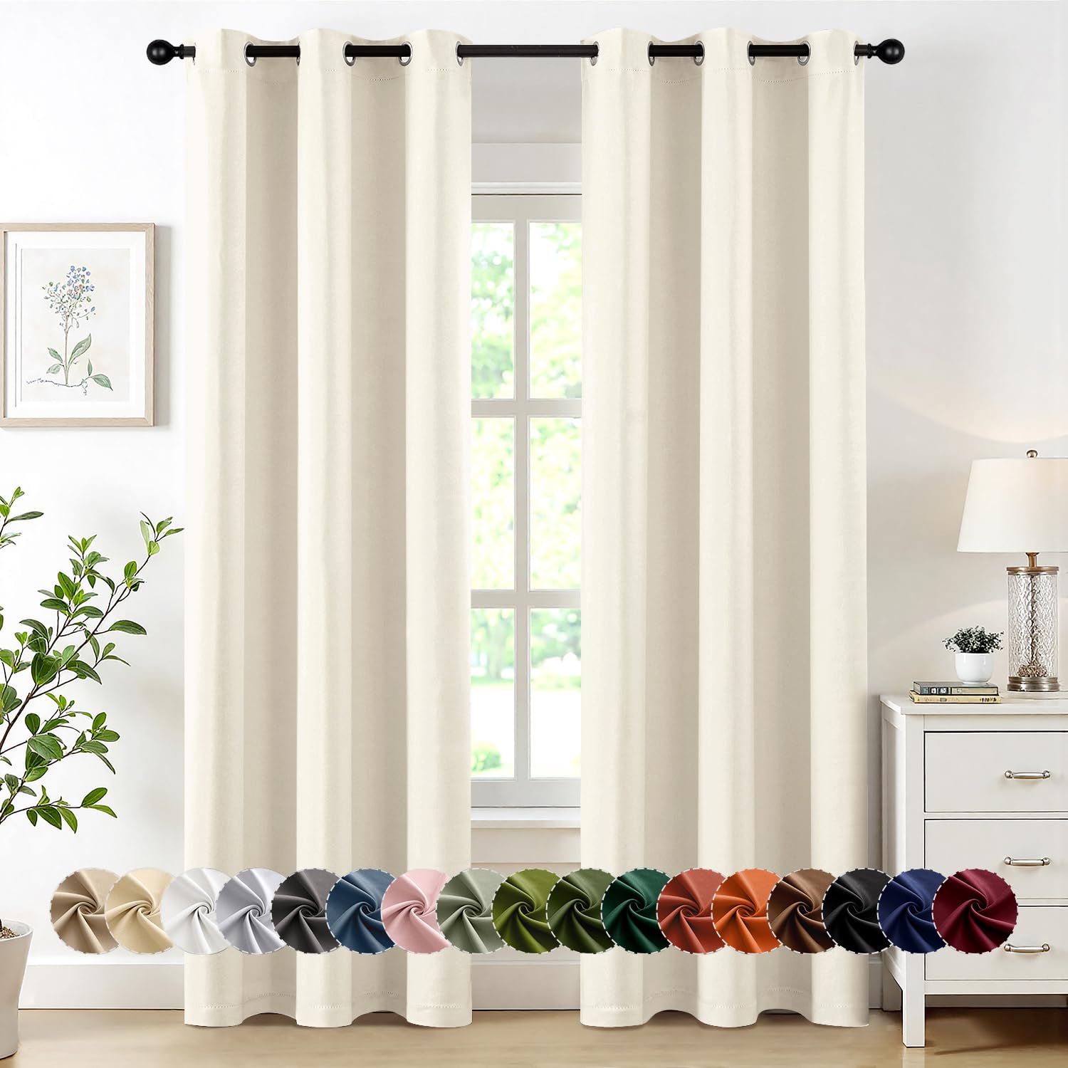 MIULEE Blackout Curtains for Bedroom 2 Panels 40 x 72 Inch Long Birch