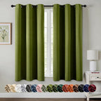 MIULEE Blackout Curtains for Bedroom 2 Panel 40"x63" Long Light Olive Green