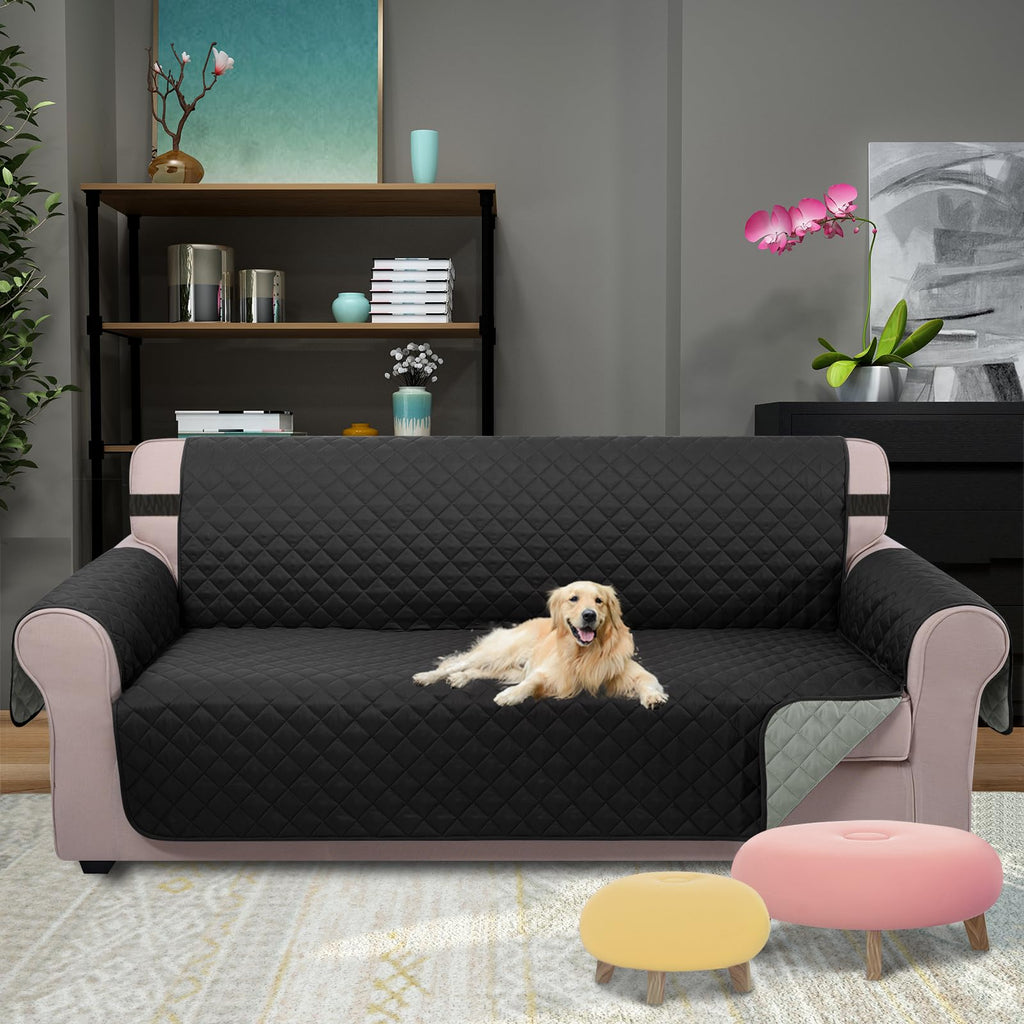 U-NICE HOME Reversible Sofa Cover Couch Cover for Dogs, Black/Grey
