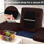 hyha 4Pcs Patio Cushion Covers, Stretch Outdoor Couch Cushion Covers Replacement, Washable Outdoor Chair/Sofa Slipcovers for Patio Furniture Cushions Protector with Elastic Bottom(Coffee,Cover Only)