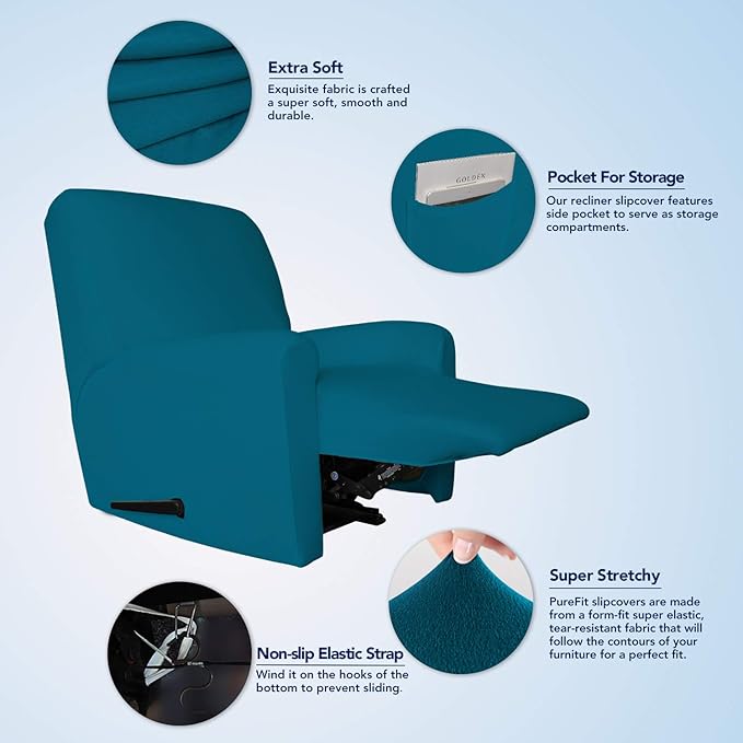 PureFit Stretc Recliner Chair Covers Fleece Soft Couch Covers for Sofa