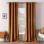 MIULEE Velvet Curtains Gold Brown Elegant Grommet Curtains Thermal Insulated Soundproof Room Darkening Curtains/Drapes for Fall Living Room Bedroom Decor 52 x 90 Inch Set of 2, Pumpkin Brown