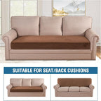H.VERSAILTEX Velvet Stretch Individual Couch Cushion Cover Plush Cushion Slipcover for Loveseat Sofa Cushion Furniture Protector Seat Cushion Sofa Cover (1 Piece Sofa Cushion Cover, Caramel)