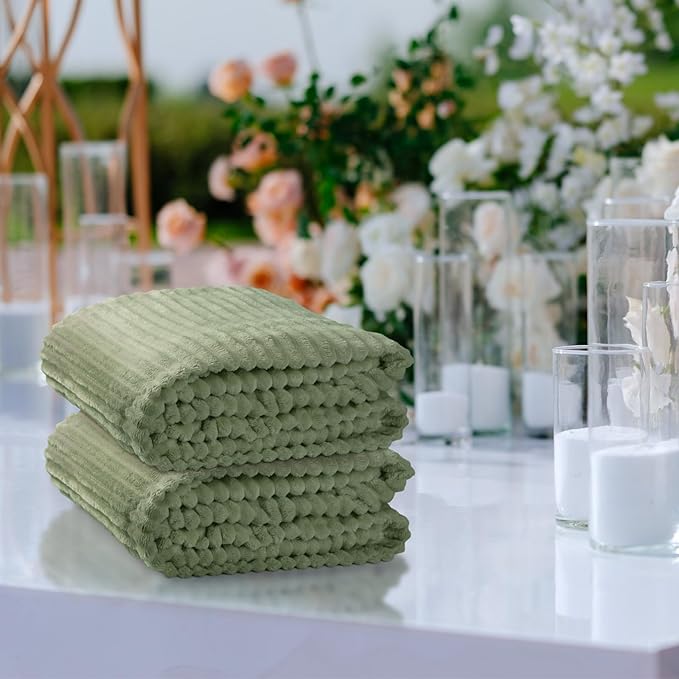 Buryeah 24 Pcs Flannel Throw Blanket Bulk 50 x 60 in Sleepover Blanket Outdoor Wedding Throw Lightweight, Oeko-tex Standard 100 Certified for Sofa Homeless Gifts (Sage Green)