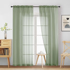 Sage Green Sheer Curtains 90 Inches Long 2 Panels, Light Filtering Solid Sheer Curtains for Bedroom Living Room, Lightweight Soft Airy Voile Sheer Drapes, Dual Rod Pocket, 2x42Wx90L Inches