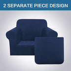 H.VERSAILTEX High Stretch 2-Piece Armchair Cover/Sofa Chair Covers/Slipcover Furniture Protector for Chairs, Made of Rich Textured Spandex Small Checks Knitted Jacquard Fabric (Chair, Navy)