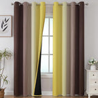 Estelar Textiler Brown and Yellow Blackout Curtains for Bedroom, Thermal Insulated Ombre Drapes 84 Inches Long, Full Room Darkening Energy Saving Curtains for Living Room, 52Wx84L, 2 Panels
