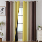 Estelar Textiler Brown and Yellow Blackout Curtains 52Wx96L Inch 2 Panels
