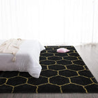TWINNIS Super Soft Shaggy Rugs Fluffy Carpets, 4x5.9 Feet, Indoor Modern Plush Area Rugs for Living Room Bedroom Kids Room Nursery Home Decor, Upgrade Anti-Skid Rectangular Fuzzy Rug, Black Gold
