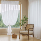 Ebesto White Sheer Curtains for Window 72 inches Long 2 Panels Set, Soft Airy Modern Light Filtering Sheer Curtains for Living Room Bedroom, Dual Rod Pocket Solid Window Drapes, 2x42Wx72L inches