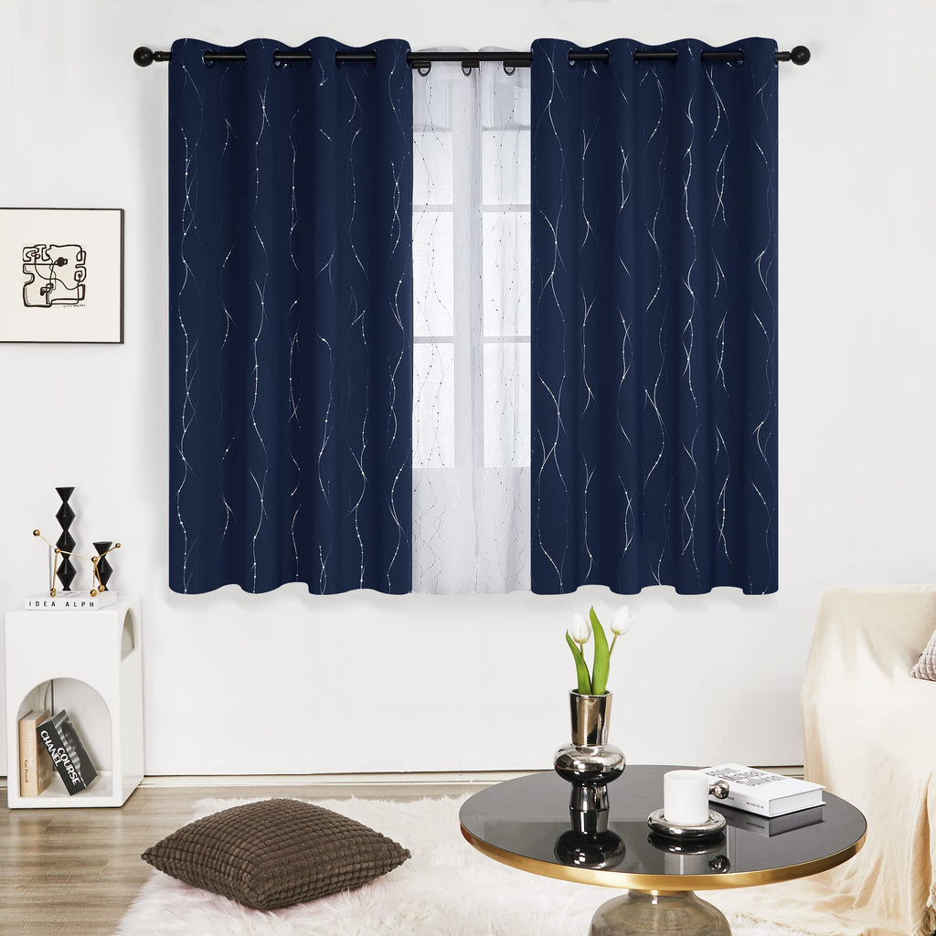 Deconovo Living Room Curtains 63 Inches Long, Blackout Curtains for Bedroom