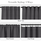 PONY DANCE Blackout Curtains 84 inches Long 2 Panels Set - Thermal Insulated Back Tab/Rod Pocket Drapes for Bedroom and Living Room, 52 Inches Wide, Gray