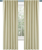 Deconovo Blackout Curtains, Thermal Insulated, W52 x L54 2 Panels, Back Tab, Machine Washable, Room-Darkening Drapes for Bedroom/Living Room Beige