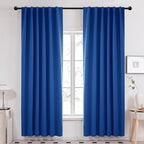 Deconovo Solid Rod Pocket Curtains Room Darkening Curtains Blackout Thermal Insulated Curtains for Patio Door 52Wx95L Inch Royal Blue Set of 2