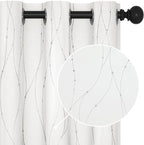 Deconovo White Curtains, Room Darkening Curtain, Thermal Insulated Soundproof Drapes, Wave Dots Silver Print, 42 x 72 Inch Long, Grommet Top, Window Panels for Living Room Bedroom Nursery, Set of 2