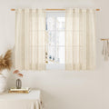 LAMIT Short Linen Window Curtains 40 Inch Length 2 Panels, 34 x 40 Inch