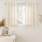 LAMIT Short Linen Window Curtains 40 Inch Length 2 Panels, 34 x 40 Inch
