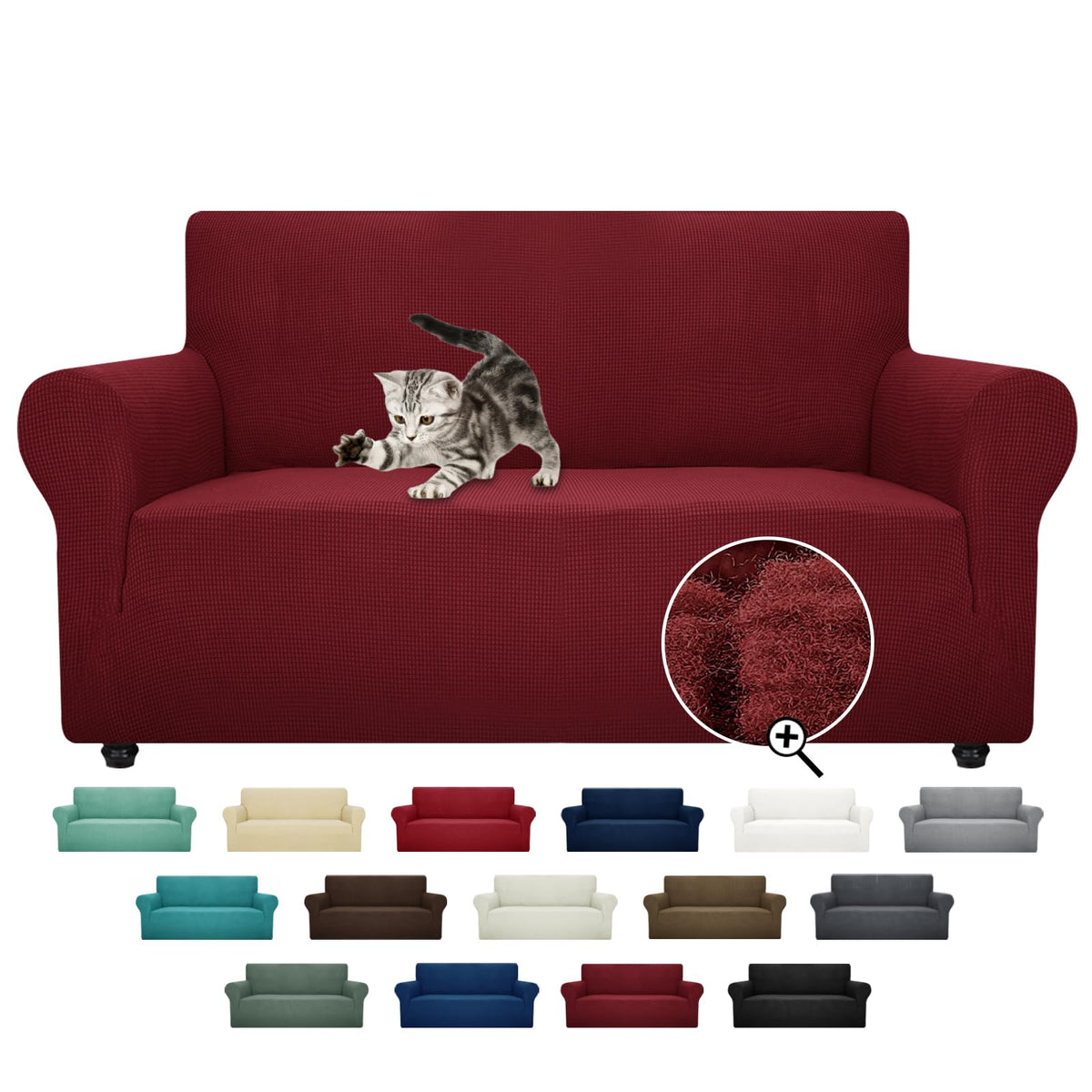 ZNSAYOTX Super Stretch Couch Cover Love Seat Sofa Covers for Living Room Dogs Pet Friendly Furniture Protector Spandex Loveseat Slipcovers with Anti Slip Foam Sticks (Navy Blue, Loveseat)