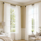 MIULEE Ivory Sheer Curtains 63 Inches Long 4 Panels 42 x 63 Inches