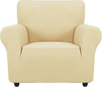 ZNSAYOTX Super Stretch Chair Slipcover Universal Sofa Chair Covers for Living Room Dogs Pet Furniture Protector Spandex Armchair Slipcovers with Anti Slip Foam Sticks (Beige, Chair)