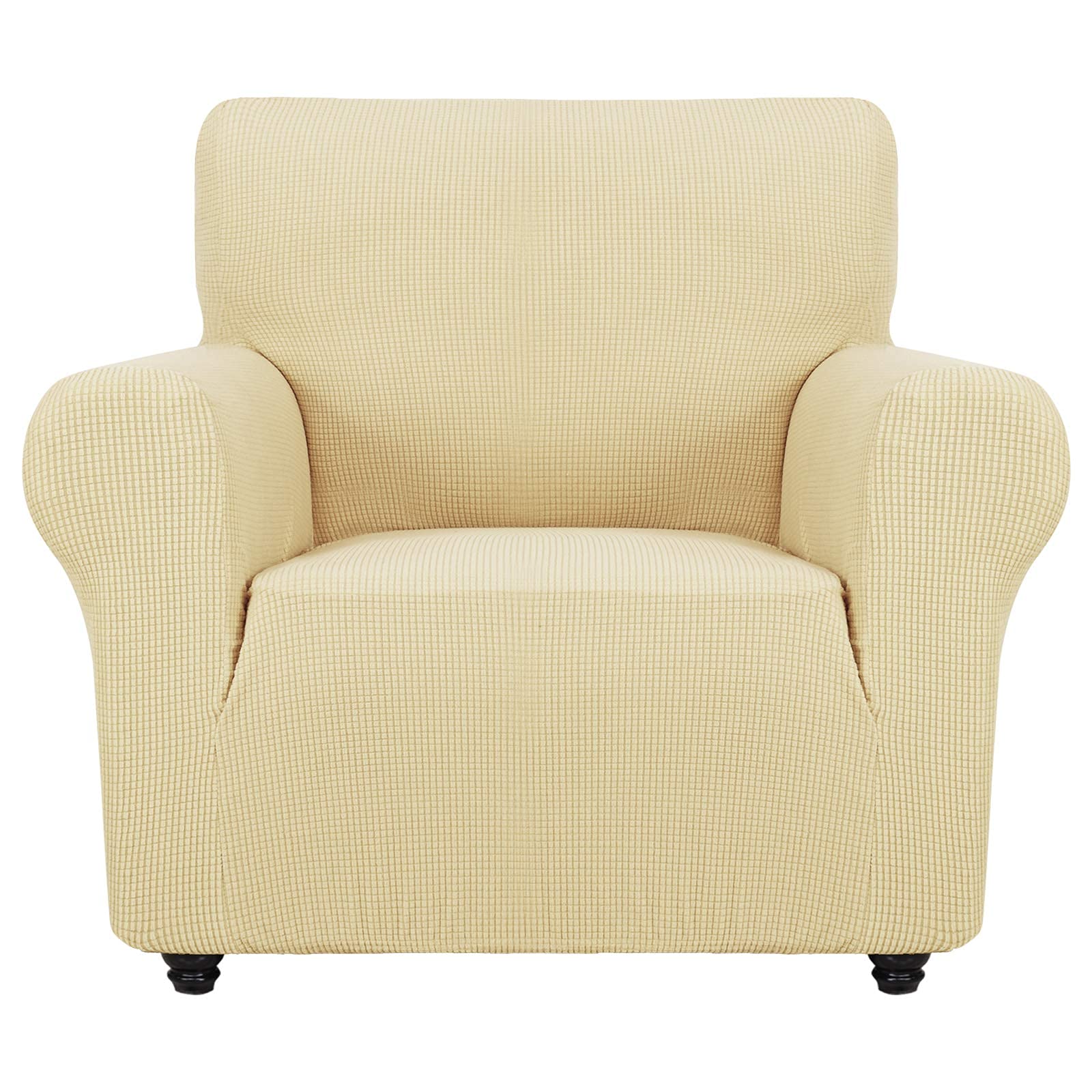 ZNSAYOTX Super Stretch Chair Slipcover Universal Sofa Chair Covers for Living Room Dogs Pet Furniture Protector Spandex Armchair Slipcovers with Anti Slip Foam Sticks (Beige, Chair)