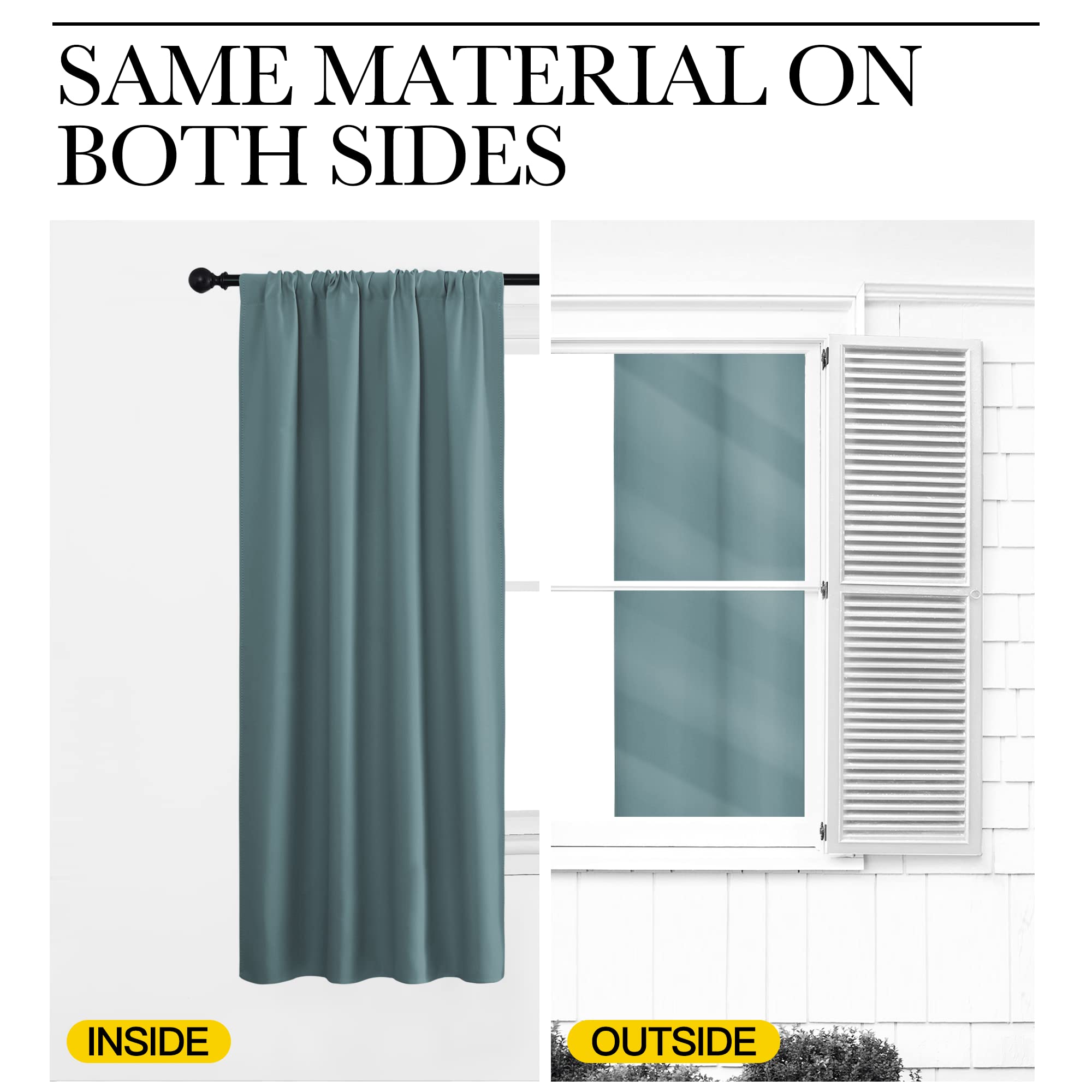 NICETOWN Greyish Blue Blackout Curtains Panels for Window, Thermal Insulated Rod Pocket Blackout Drapes/Draperies for Living Room (2 Panels, W42 x L72 inches)