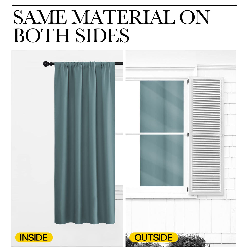 NICETOWN Greyish Blue Blackout Curtains Panels for Window, Thermal Insulated Rod Pocket Blackout Drapes/Draperies for Living Room (2 Panels, W52 x L63 inches)