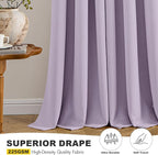 MIULEE Lilac Blackout Curtains for Bedroom Living Room 72 Inches Long 2 Panels, Thermal Insulated Room Darkening Drapes Solid Grommet Noise Reduction Light Blocking Window Treatments 40x72 Inch