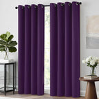 Yakamok Soft Room Darkening Grommet Window Drapes Thermal Insulated Light Blocking Blackout Curtains for Bedroom(52Wx96L,Purple,2 Panels)